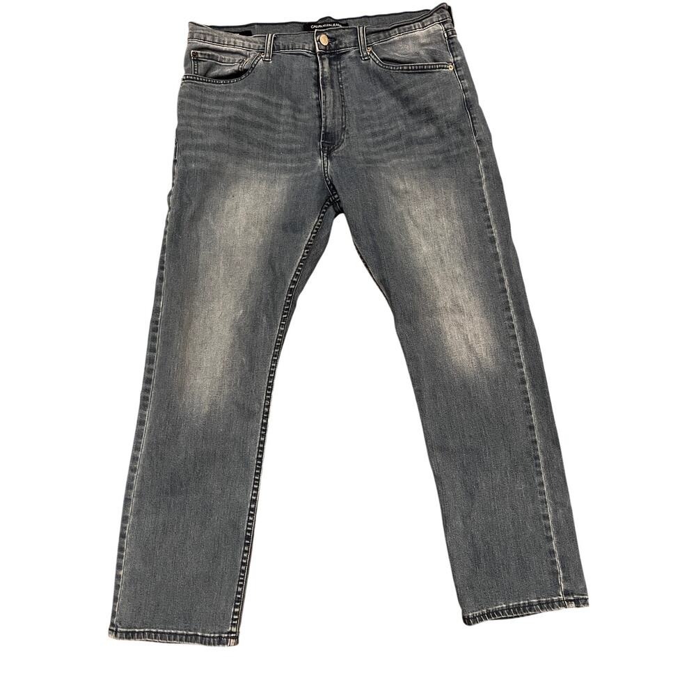 Calvin Klein Jeans CKJ 035 Mens 36x30 Gray Excellent Straight Leg Washed Denim